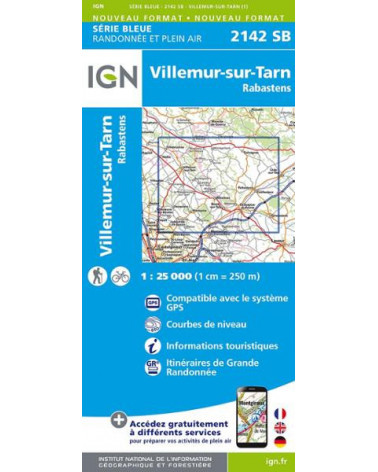 Carte de randonnée TOP 25  2142SB - Villemur-sur-Tarn / Rabastens