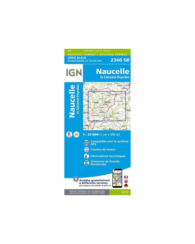 Carte de randonnée TOP 25 2340SB - Naucelle / La Salvetat / Peyrales