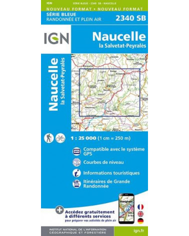 Carte de randonnée TOP 25 2340SB - Naucelle / La Salvetat / Peyrales