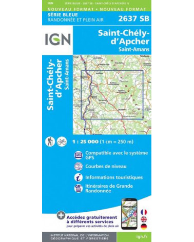 Carte de randonnée TOP 25-2637SB - Saint-Chély-d'Apcher/Saint-Amans