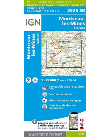 Carte de randonnée TOP 25-2926SB - Montceau-les-Mines / Écuisses