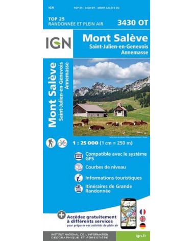 Carte de randonnée TOP 25-3430OT - Mont-Saleve/Saint-Julien-En-Genevois/Annemasse