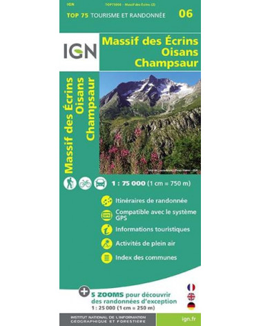 Carte IGN TOP 75 Massif des Écrins / Oisans / Champsaur