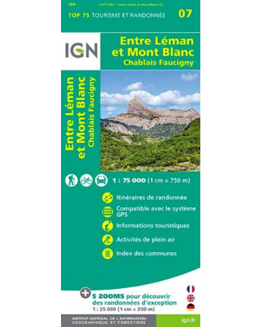 Carte IGN TOP 75 Entre Léman et Mont-Blanc