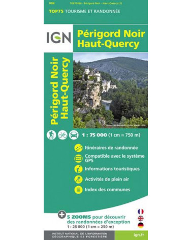 Carte IGN TOP 75 Périgord noir / Haut-Quercy