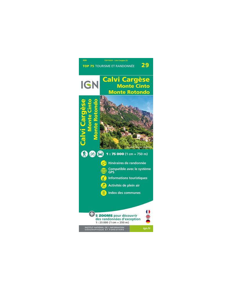 Carte IGN TOP 75 Calvi / Cargèse / Monte Cinto / Monte Rotondo