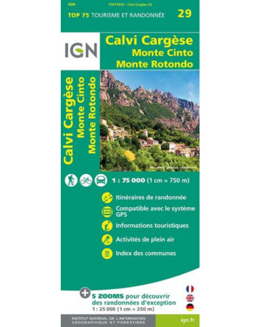 Carte IGN TOP 75 Calvi / Cargèse / Monte Cinto / Monte Rotondo