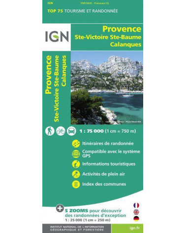 Carte IGN TOP 75 Provence / Sainte-Victoire / Sainte-Baume / Calanques