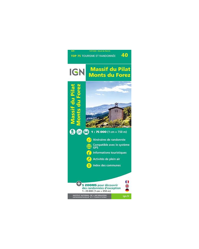 Carte IGN TOP 75 Massif du Pilat / Monts du Forez