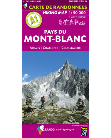 Carte de randonnées Alpes  A1 - Pays du Mont-Blanc 1/50.000