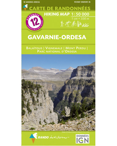 CARTE DE RANDONNEE PYRENEES N°12 Gavarnie - Ordesa 1/50 000