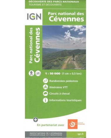 Carte IGN Parc national des cévennes 1/50000