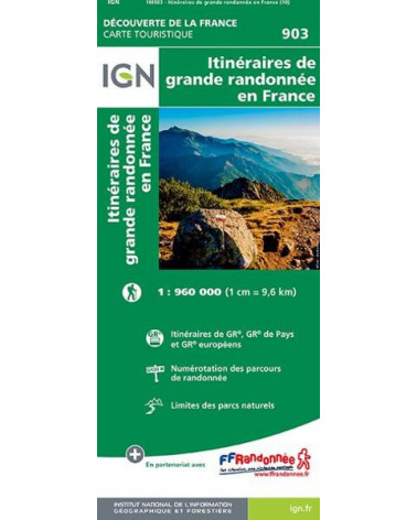 carte IGN - Itinéraires de grande randonnée en FranceI