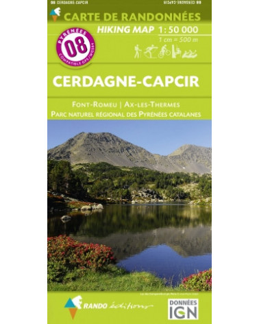 CARTE DE RANDONNEE PYRENEES N°8 CERDAGNE-CAPCIR Font-Romeu Ax-les-Thermes